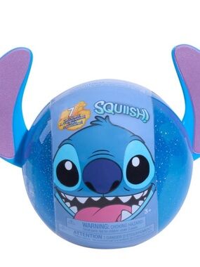 Disney Stitch Squish Ball Plush Toy - Blue with Purple Ears